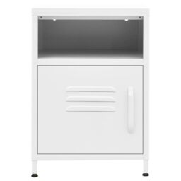 Berkfield Home Nightstand White 35x35x51 cm Steel - Size: 35 x 35 x 51 cm - thumbnail 3