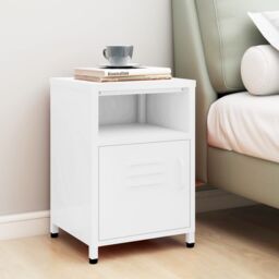 Berkfield Home Nightstand White 35x35x51 cm Steel - Size: 35 x 35 x 51 cm - thumbnail 1