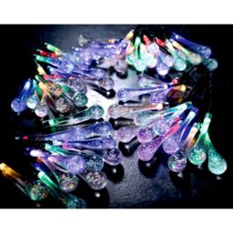 mysmartbuy 50 LED Multicolour Solar Powered Droplets - Colourful Waterproof Garden String Fairy Lights with 2 Modes & 4 Colours - 9m Cable - thumbnail 2