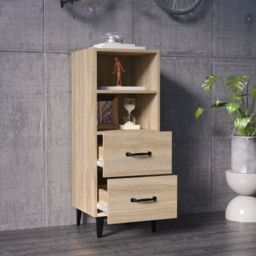Berkfield Home Sideboard Sonoma Oak 34.5x34x90 cm Engineered Wood in Brown - thumbnail 3