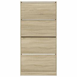 Berkfield Home Shoe Cabinet with 4 Flip-Drawers Sonoma Oak 80x21x163.5 cm in Brown - thumbnail 6