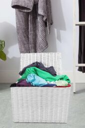 Arpan Laundry Resin Woven Basket Storage Chest Trunk Hamper/Kids Toy Storage Box Basket (Medium - W37xD26x26cms) in White - Size: Medium - thumbnail 4