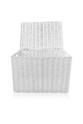Arpan Laundry Resin Woven Basket Storage Chest Trunk Hamper/Kids Toy Storage Box Basket (Medium - W37xD26x26cms) in White - Size: Medium - thumbnail 1