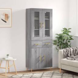 Berkfield Home Highboard Grey Sonoma 69.5x34x180 cm Engineered Wood - thumbnail 2