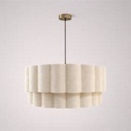 CGC Lighting Selina Scalloped Two Tier Cream Linen Drum Lampshade Large 48cm