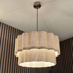CGC Lighting Selina Scalloped Two Tier Cream Linen Drum Lampshade Large 48cm - thumbnail 6