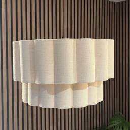 CGC Lighting Selina Scalloped Two Tier Cream Linen Drum Lampshade Large 48cm - thumbnail 3