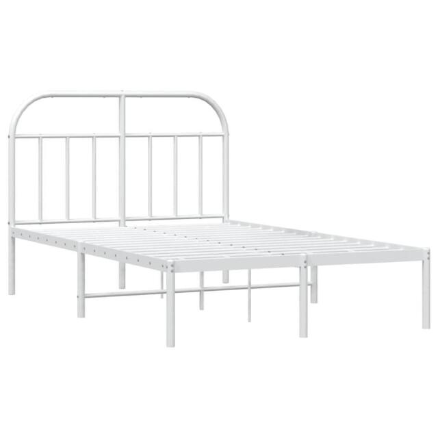 Berkfield Home Metal Bed Frame with Headboard White 120x190 cm Small Double - image 1