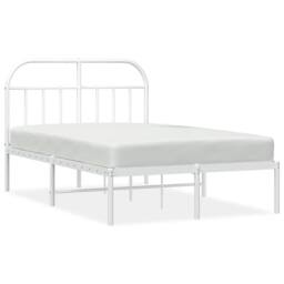 Berkfield Home Metal Bed Frame with Headboard White 120x190 cm Small Double - thumbnail 3