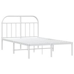Berkfield Home Metal Bed Frame with Headboard White 120x190 cm Small Double - thumbnail 1
