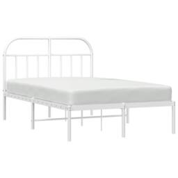 Berkfield Home Metal Bed Frame with Headboard White 120x190 cm Small Double - thumbnail 5