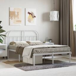 Berkfield Home Metal Bed Frame with Headboard White 120x190 cm Small Double - thumbnail 2