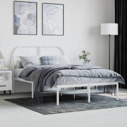 Berkfield Home Metal Bed Frame with Headboard White 120x190 cm Small Double - thumbnail 4