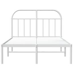 Berkfield Home Metal Bed Frame with Headboard White 120x190 cm Small Double - thumbnail 6