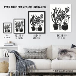 "Artery8 Plant Lover Houseplant Pots Black Watercolour Wall Art Print - Size: W24"" x H32""" - thumbnail 3