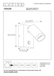 Lucide 'TAYLOR' Dimmable Rotatable Stylish Outdoor Wall Spotlight 1xGU10 in White - thumbnail 5