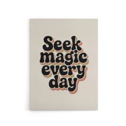 "Artery8 Seek Magic Every Day Funky Retro Typography Canvas Wall Art Print in Beige - Size: W18"" x H24""" - thumbnail 1
