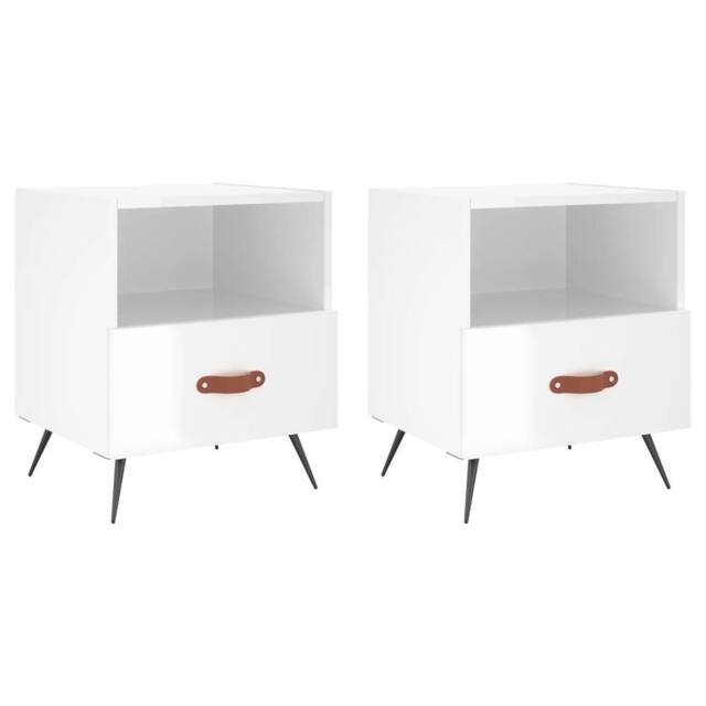Berkfield Home Bedside Cabinets 2 pcs High Gloss White 40x35x47.5 cm Engineered Wood - image 1