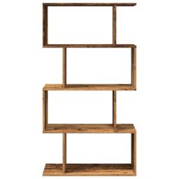 Berkfield Home Room Divider Bookcase 4-Tier Old Wood 70x24x129 cm Engineered Wood in Brown - Size: 70 x 24 x 129 cm - thumbnail 5