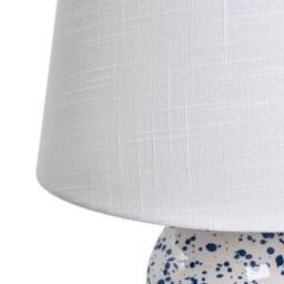 Wyld and Coco White Ceramic Table Lamp Blue Splatters Faux Linen Drum Shade Modern - thumbnail 5