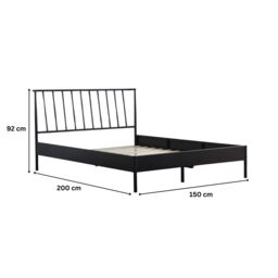 Home Source Double 4Ft/4Ft6/5Ft Black Metal Frame Bed with Headboard Home Bedroom - Size: King - thumbnail 4
