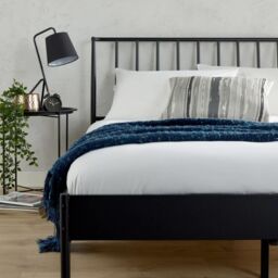 Home Source Double 4Ft/4Ft6/5Ft Black Metal Frame Bed with Headboard Home Bedroom - Size: King - thumbnail 7