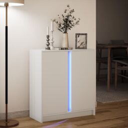 Berkfield Home Sideboard with LED White 77x34x85 cm Engineered Wood - Size: 77 x 34 x 85 cm - thumbnail 5