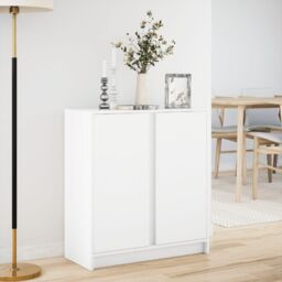 Berkfield Home Sideboard with LED White 77x34x85 cm Engineered Wood - Size: 77 x 34 x 85 cm - thumbnail 4