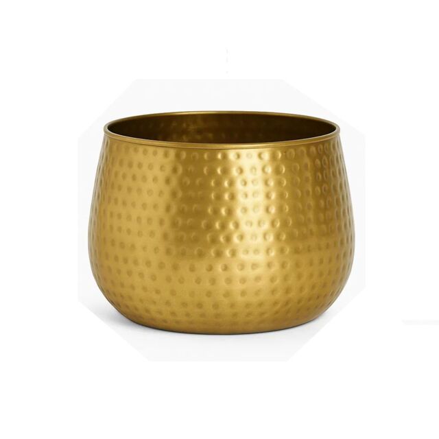 Melody Maison Medium Gold Hammered Metal Planter 30cm X 28cm - Size: 30 cm X 28 cm - image 1