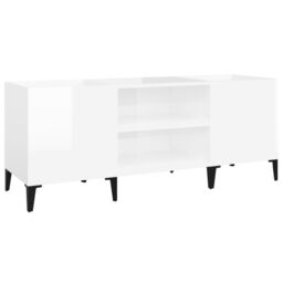 Berkfield Home Record Cabinet High Gloss White 121x38x48 cm Engineered Wood - Size: 121 x 38 x 48 cm - thumbnail 2