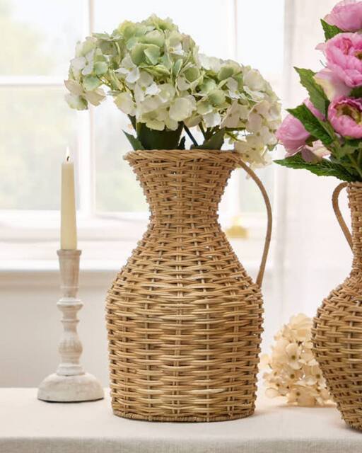 Dibor Traditional Rattan Home Decor Urn Flower Vase in Natural - Size: Medium - image 1