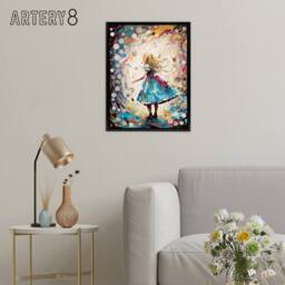 "Artery8 Alice Down Rabbit Hole & Wonderland Clocks Framed Canvas Wall Art Print - Size: W12"" x H16""" - thumbnail 3