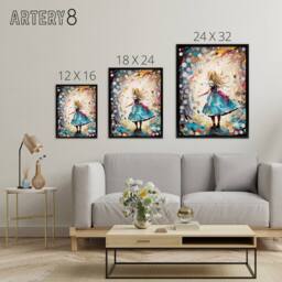 "Artery8 Alice Down Rabbit Hole & Wonderland Clocks Framed Canvas Wall Art Print - Size: W12"" x H16""" - thumbnail 4
