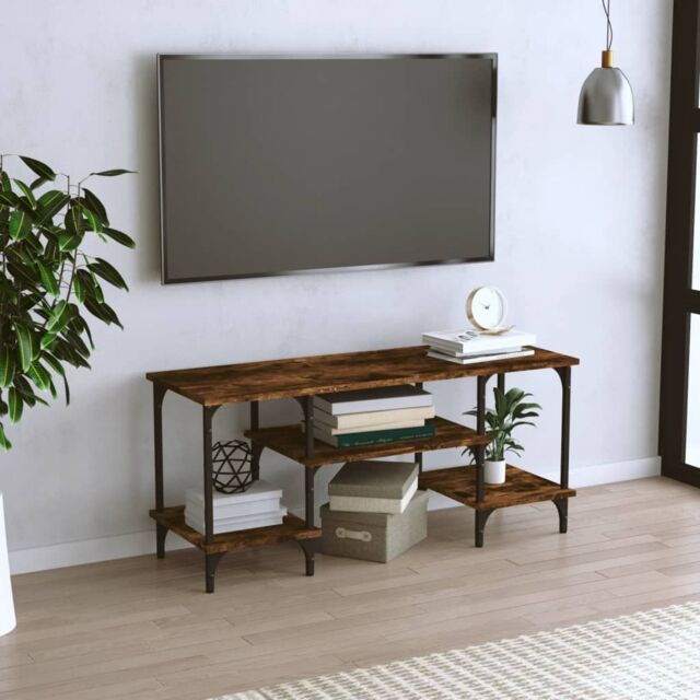 Berkfield Home TV Cabinet Smoked Oak 102x35x45.5 cm Engineered Wood in Brown - image 1