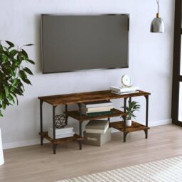 Berkfield Home TV Cabinet Smoked Oak 102x35x45.5 cm Engineered Wood in Brown - thumbnail 1