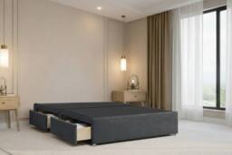 "Chester & Oakley Valencia Plush Divan Bed Base 4 Drawers - 26"" Headboard in Dark Grey - Size: Double" - thumbnail 4