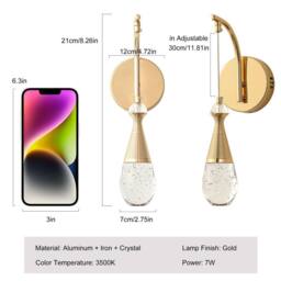 NIVOR 1 LED Gold Swing Crystal Swing Arm Wall Sconce Warm Light Adjustable - thumbnail 2
