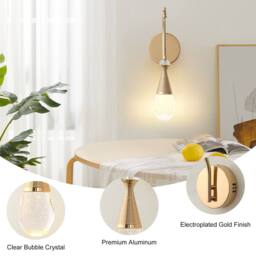 NIVOR 1 LED Gold Swing Crystal Swing Arm Wall Sconce Warm Light Adjustable - thumbnail 9
