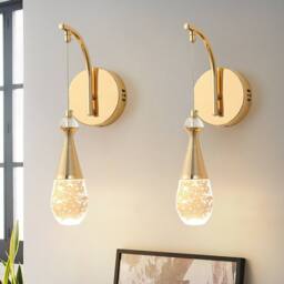 NIVOR 1 LED Gold Swing Crystal Swing Arm Wall Sconce Warm Light Adjustable - thumbnail 1