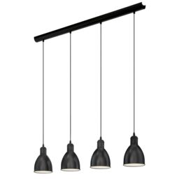 Loops Hanging Ceiling Pendant Light Black & White Steel 4 x 40W E27 Bulb - thumbnail 1