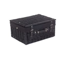 Red Hamper Wicker 41cm Empty Black Willow Picnic Basket With Black Lining - thumbnail 2