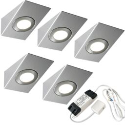 Loops 5x BRUSHED NICKEL Wedge Surface Under Cabinet Kitchen Light & Driver Kit - Natural White LED in Metallics - thumbnail 1