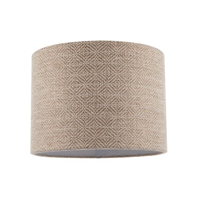 Happy Homewares Unique Aztec Designed Drum Lamp Shade in Dark Taupe & White Linen - Size: 10 inches - image 1