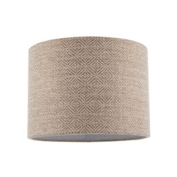 Happy Homewares Unique Aztec Designed Drum Lamp Shade in Dark Taupe & White Linen - Size: 10 inches - thumbnail 1