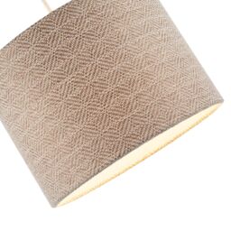 Happy Homewares Unique Aztec Designed Drum Lamp Shade in Dark Taupe & White Linen - Size: 10 inches - thumbnail 3
