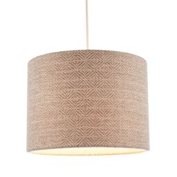 Happy Homewares Unique Aztec Designed Drum Lamp Shade in Dark Taupe & White Linen - Size: 10 inches - thumbnail 2