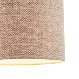 Happy Homewares Unique Aztec Designed Drum Lamp Shade in Dark Taupe & White Linen - Size: 10 inches - thumbnail 4
