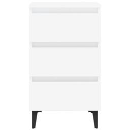 Berkfield Home Bed Cabinet with Metal Legs White 40x35x69 cm - Size: 40 x 35 x 69 cm - thumbnail 4