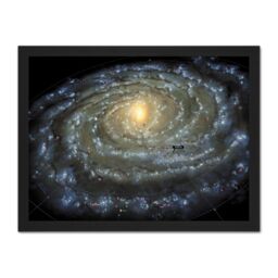 "Artery8 Wall Art Print Space Map Milky Way Galaxy Spiral Stars Solar System Large Framed Wall Décor Art in Black - Size: W18"" x H24""" - thumbnail 1