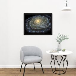 "Artery8 Wall Art Print Space Map Milky Way Galaxy Spiral Stars Solar System Large Framed Wall Décor Art in Black - Size: W18"" x H24""" - thumbnail 2